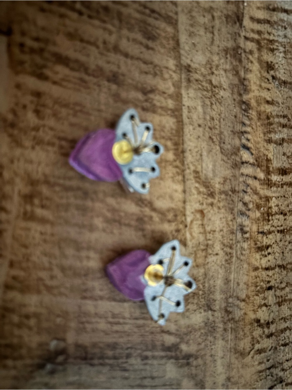 Purple Heart Mexican handmade Drop Earrings